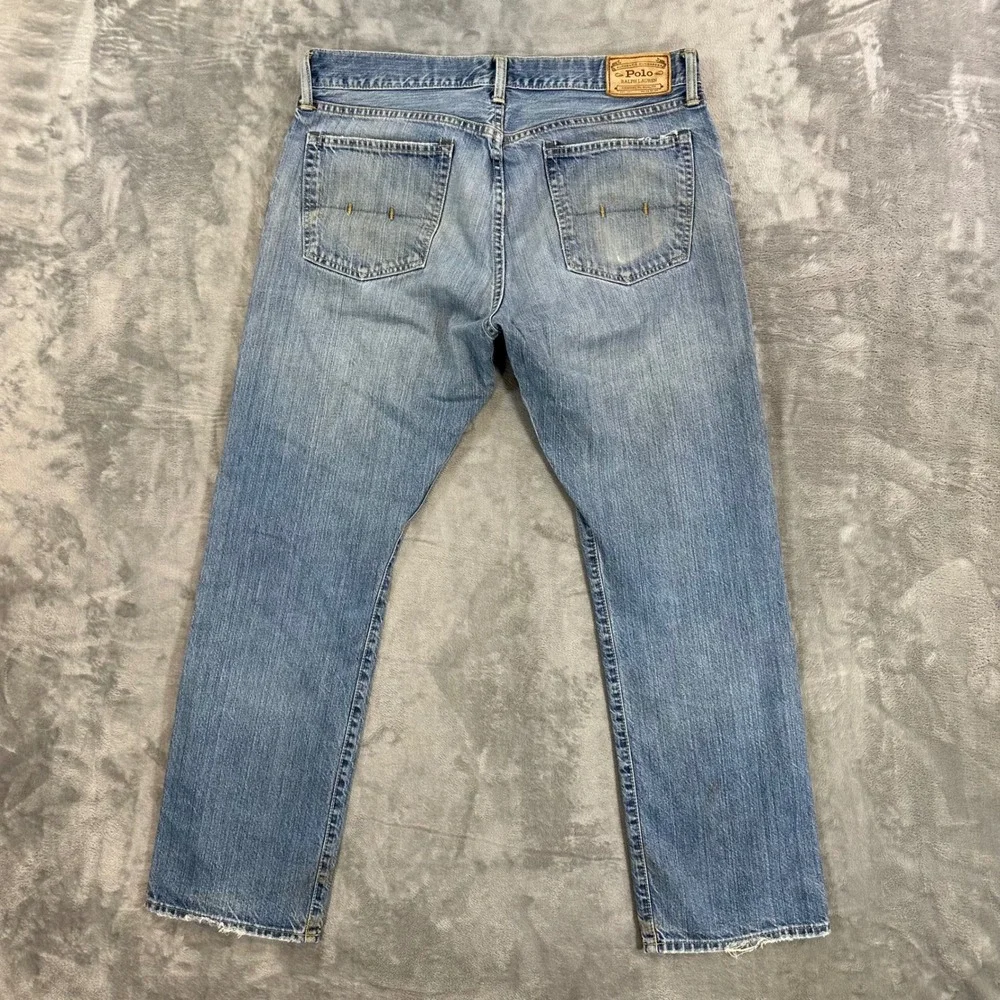 Vintage Polo Ralph Lauren Hampton Straight Jeans Mens 34x30 Blue Distressed